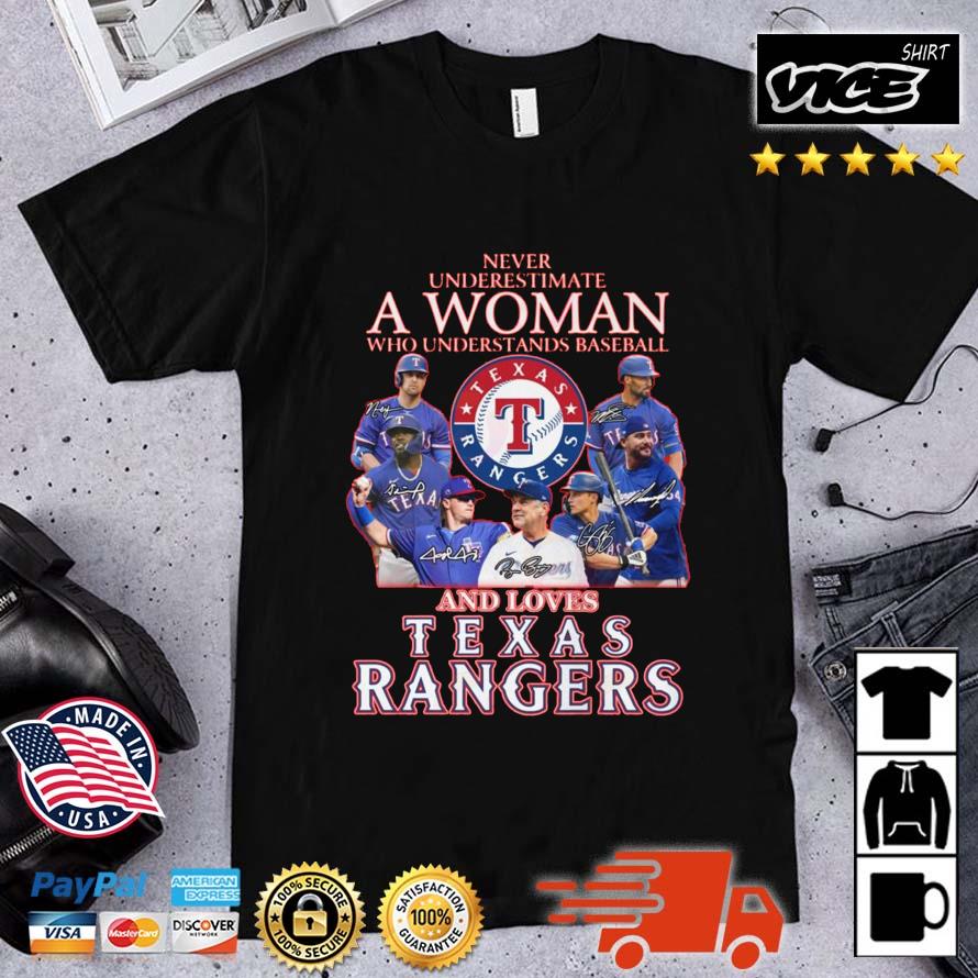 2023 Never Underestimate A Woman Who Understands Baseball And Loves Texas Rangers Shirt