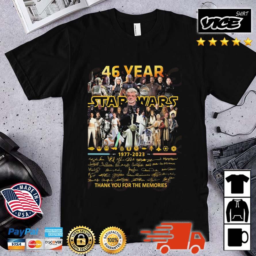 46 Years Star Wars 1977 – 2023 All Members Signature Thank You For The Memories Signatures Shirt
