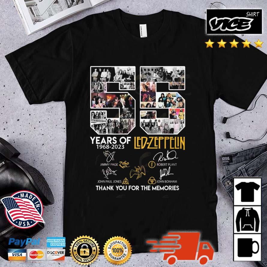 55 Years Of 1968 – 2023 Led Zeppelin Thank You For The Memories Signatures Shirt