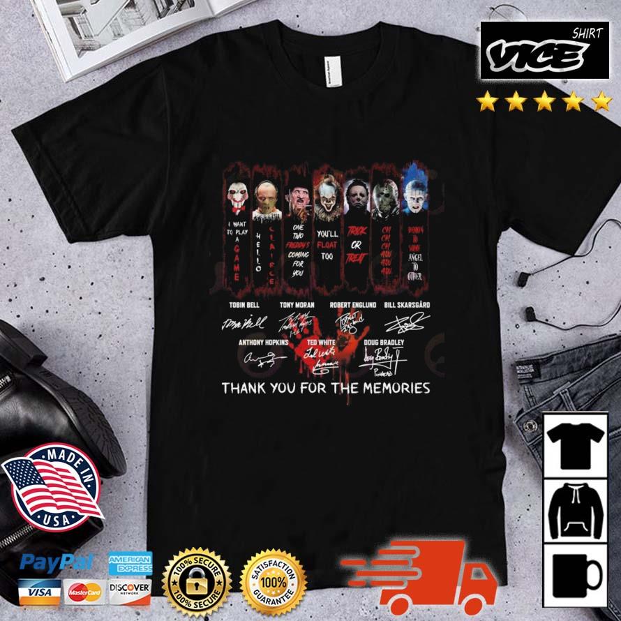 Horror Movie Characters Thank You For The Memories Signatures Shirt