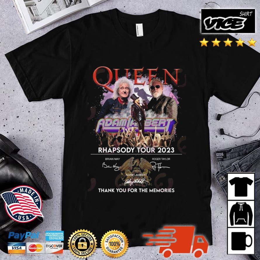 Queen And Adam Lambert Rhapsody Tour 2023 Thank You For The Memories Signatures Shirt