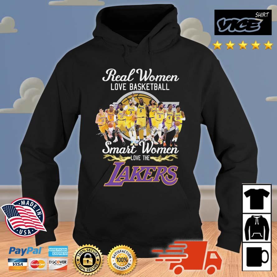 Real Women Love Basketball Smart Women Love The Lakers Players Signatures Hoodie