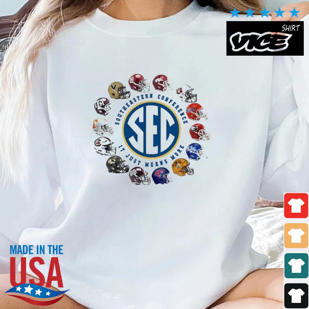 2023 Sec Southeastern Conference It Just Means More 14 Teams Helmet Shirt