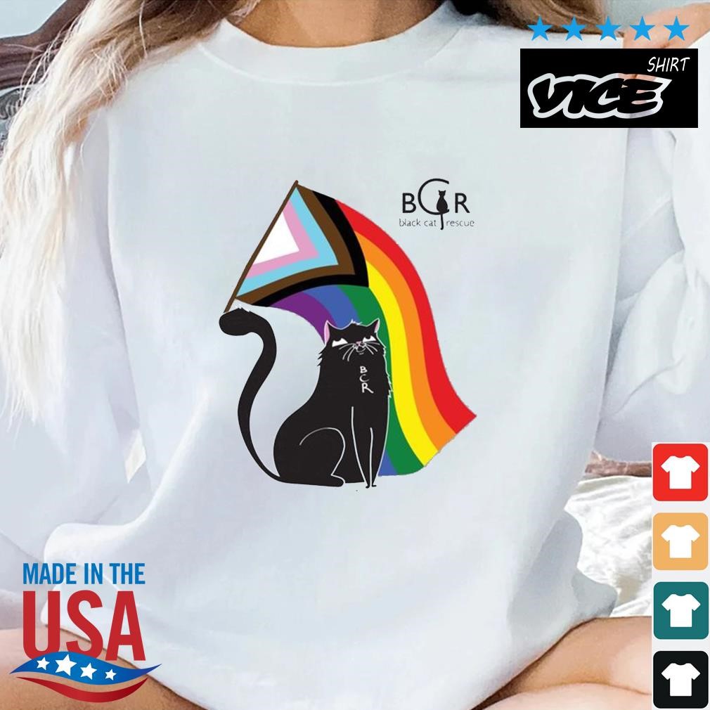 Black Cat Rescue rainbow Flag Shirt