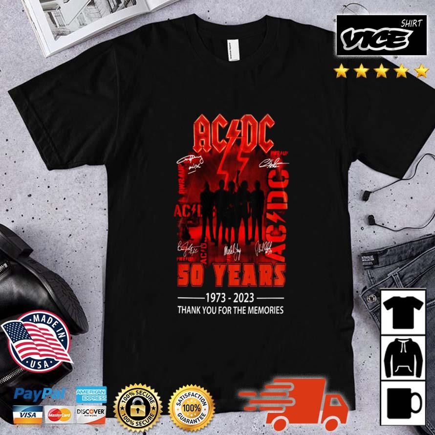 ACDC 50 Years 1973 2023 PWR UP Signatures Thank You Shirt