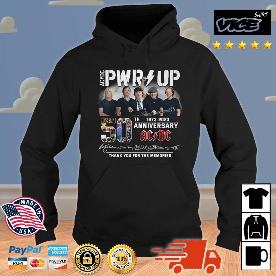 ACDC PWR UP 50th 1973 2023 Anniversary Signatures Thank You For The Memories Shirt Hoodie