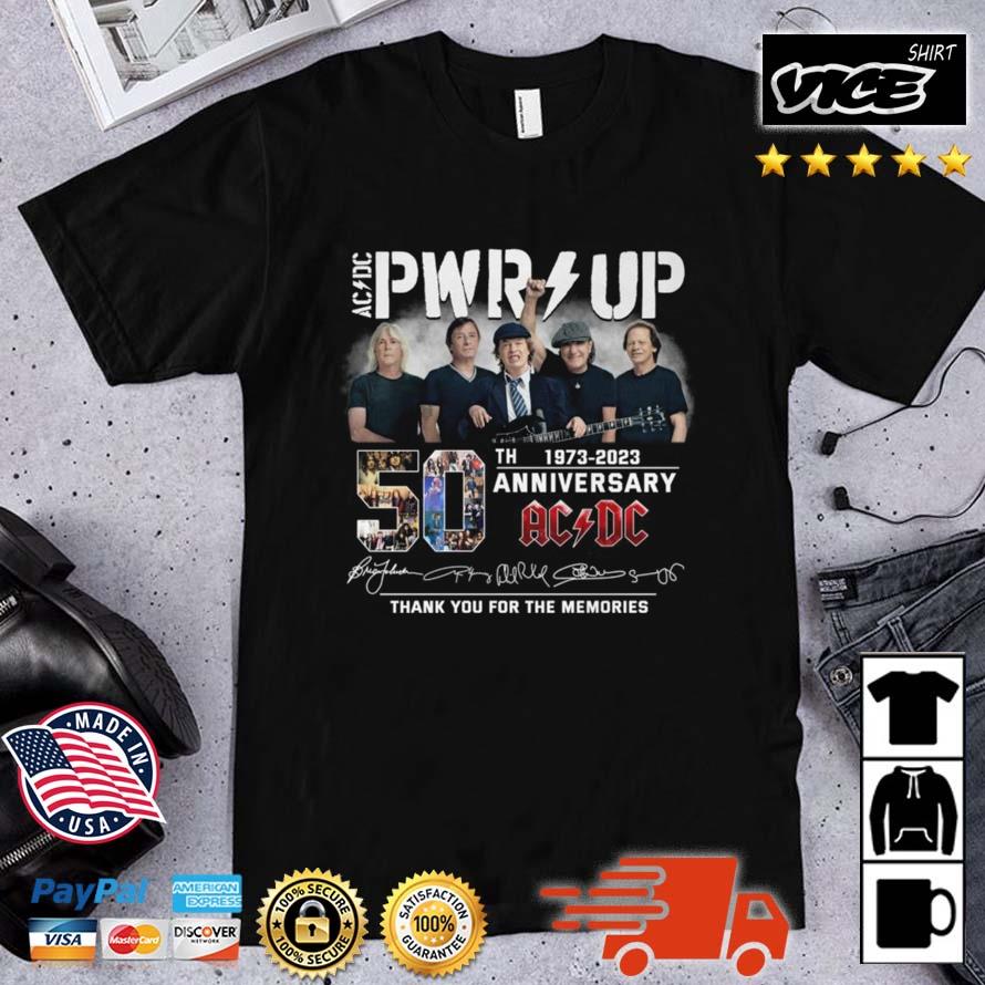 ACDC PWR UP 50th 1973 2023 Anniversary Signatures Thank You For The Memories Shirt