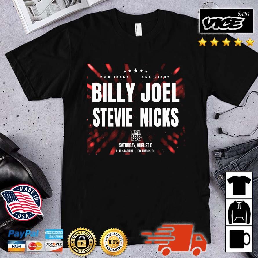 Billy Joel And Stevie Nicks Tour 2023 Two Icon One Night Ohio Stadium Concert T-Shirt