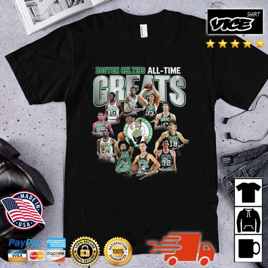 Boston Celtics All-Time Greats Name Player Signatures 2023 Shirt