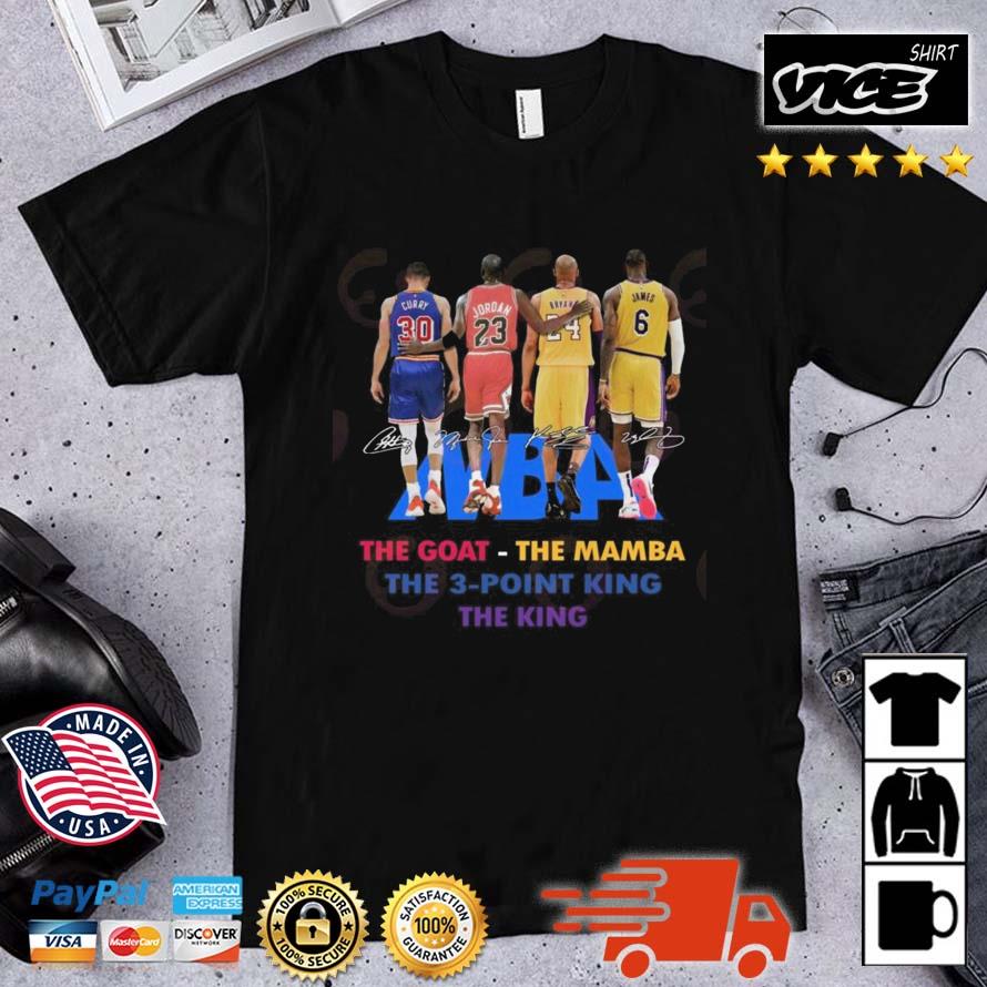 Curry And Jordan And Bryant And James The Goat – The Mamba The 3 – Point King The King Signatures Shirt