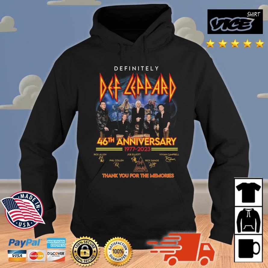 Definitely Def Leppard 46th Anniversary 1977 – 2023 Signatures Thank You For The Memories Shirt Hoodie