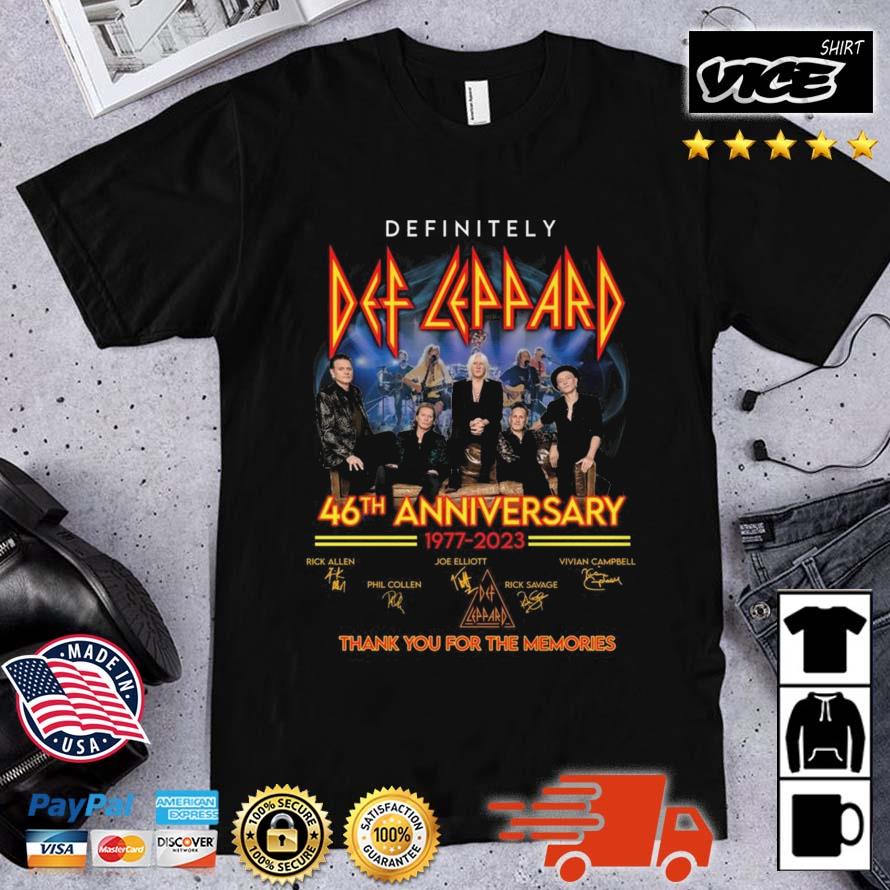 Definitely Def Leppard 46th Anniversary 1977 – 2023 Signatures Thank You For The Memories Shirt