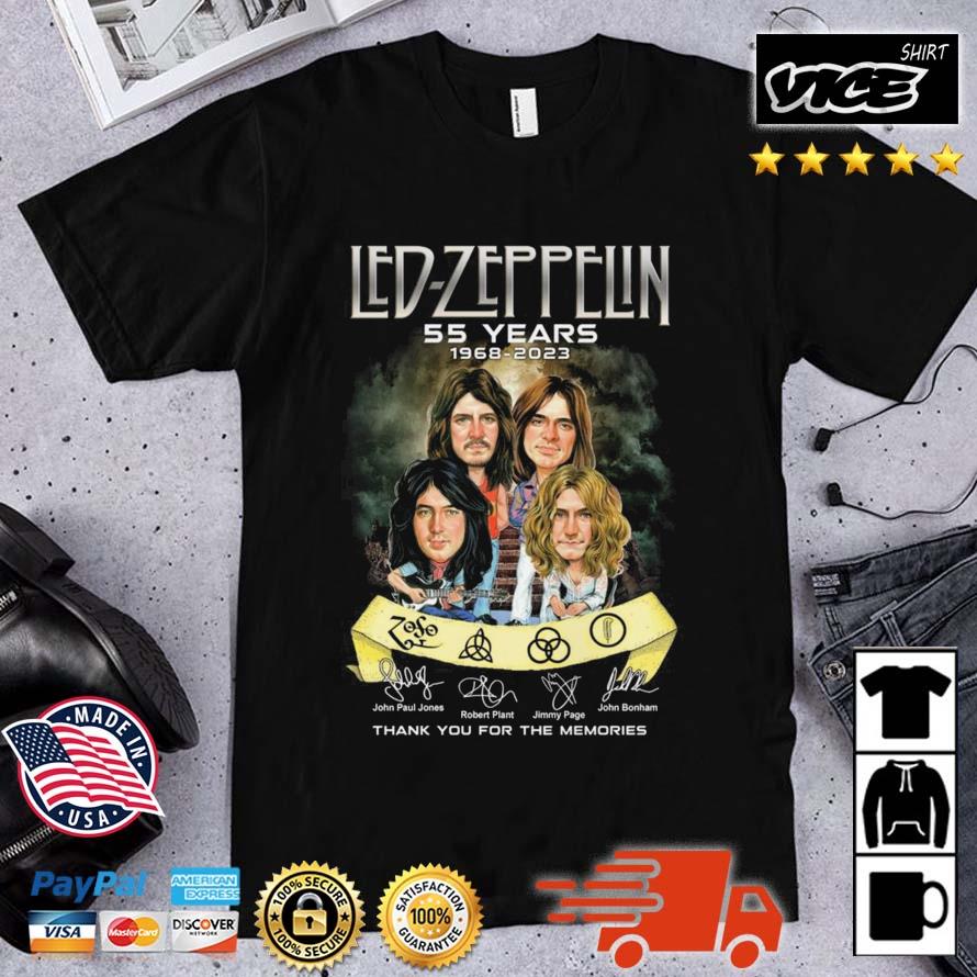 Led Zeppelin 55 Years 1968 -2023 Signature Thank You For The Memories Shirt