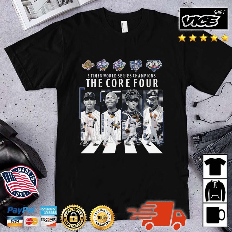New York Yankees 5 times world series champions The Core Four abbey road  signatures shirt, hoodie, sweater and long sleeve