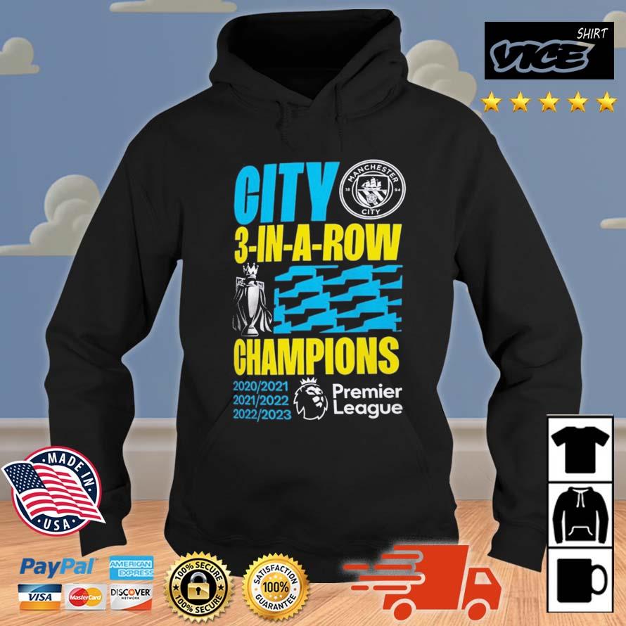 Official Manchester City 22 23 Premier League Champions Tee Shirt Hoodie
