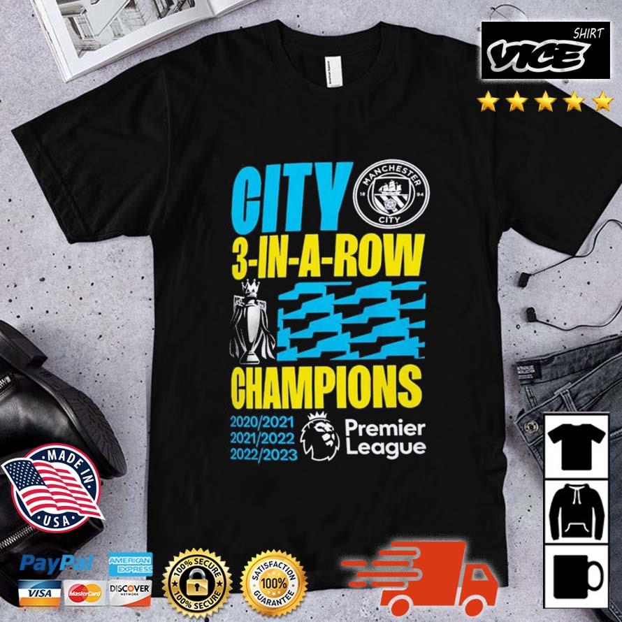 Official Manchester City 22 23 Premier League Champions Tee Shirt