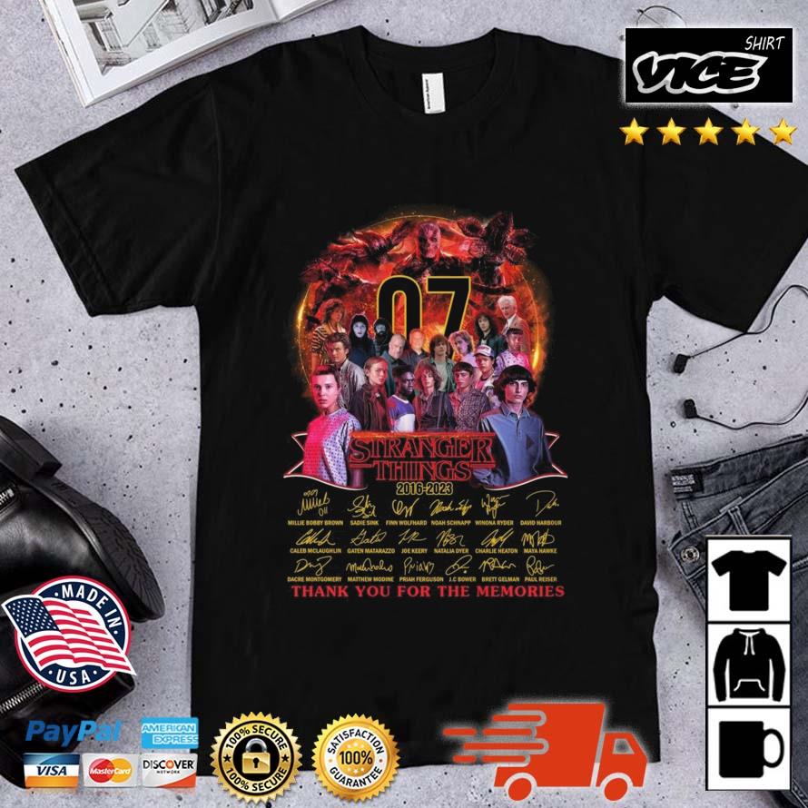Premium 07 Years Of Stranger Things 2016 – 2023 Thank You For The Memories Signatures Shirt