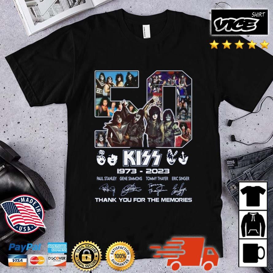 Premium 50 Years Kiss 1973-2023 Signatures Thank You For The Memories Shirt