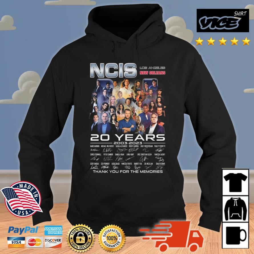 Premium NCIS Los Angeles New Orleans 20 Years 2003 – 2023 Signatures Thank You For The Memories Shirt Hoodie
