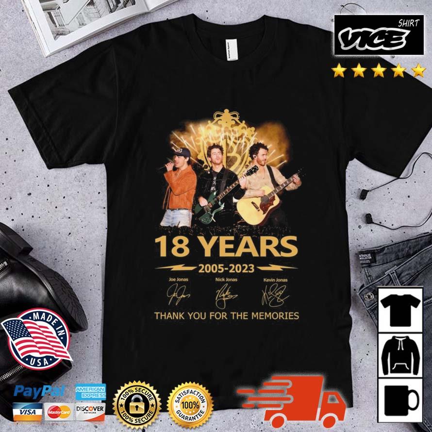 The Jonas Brothers 18 Years 2005 – 2023 Thank You For The Memories Signatures Shirt