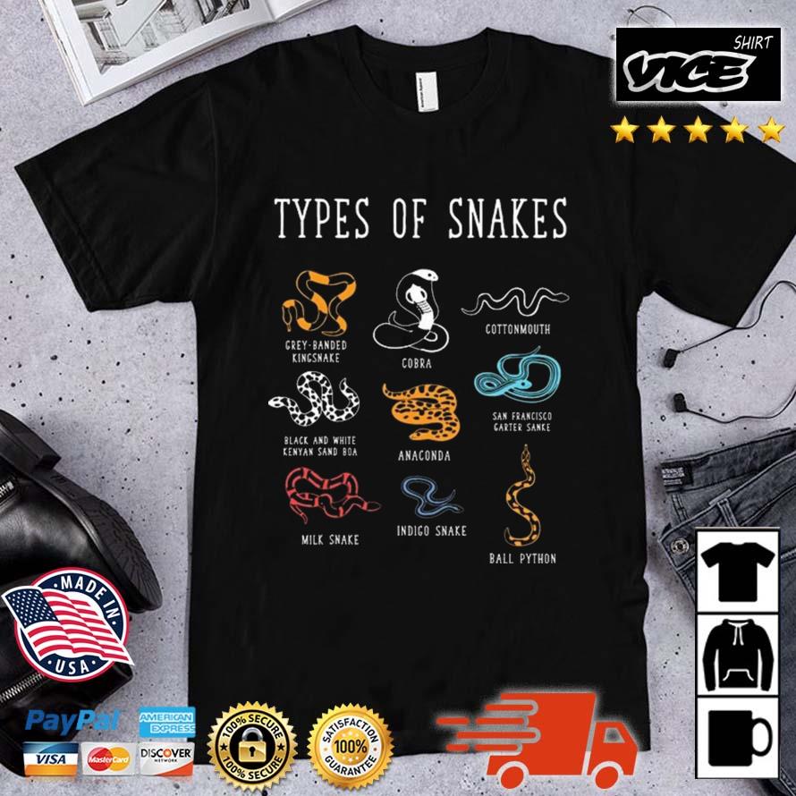 Types Of Snakes Educational Serpent 9 Different Snake Shirt