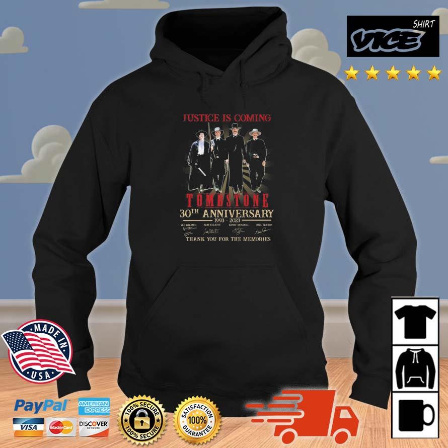 Justice Is Coming Tombstone 30th Anniversary 1993 – 2023 Thank You For The Memories Signatures Shirt Hoodie